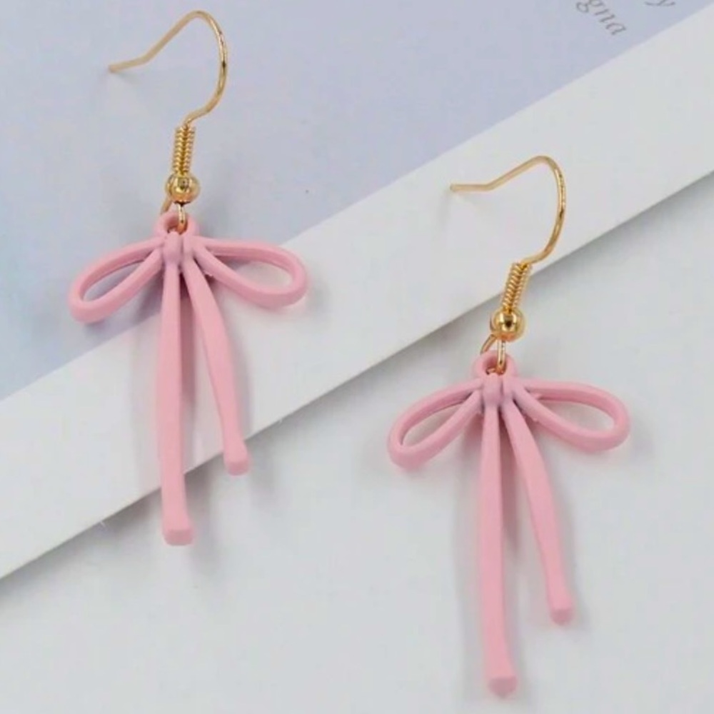 Pink Bow Earrings